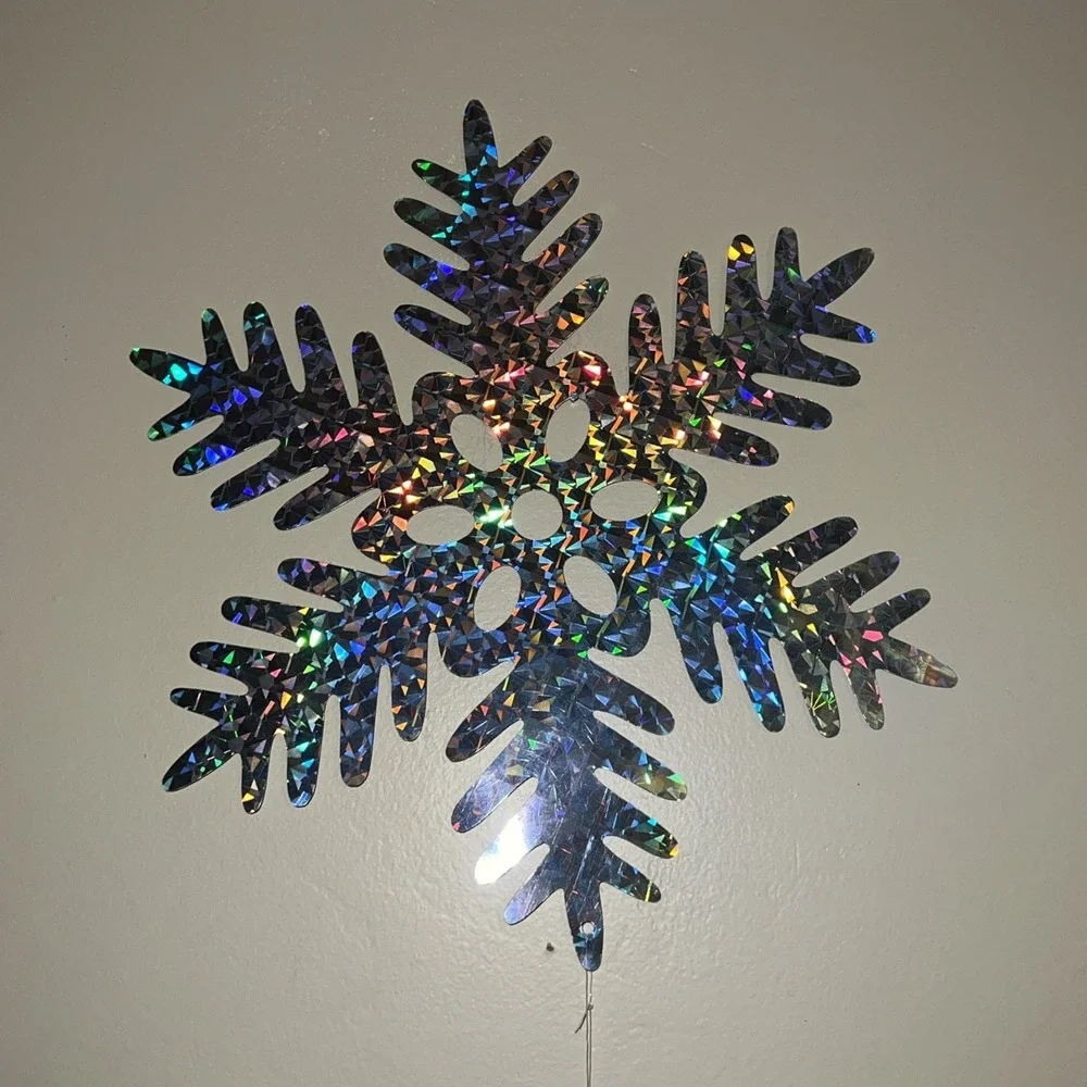 New (5) Packages Of Large Holographic Snowflake Garland 55
